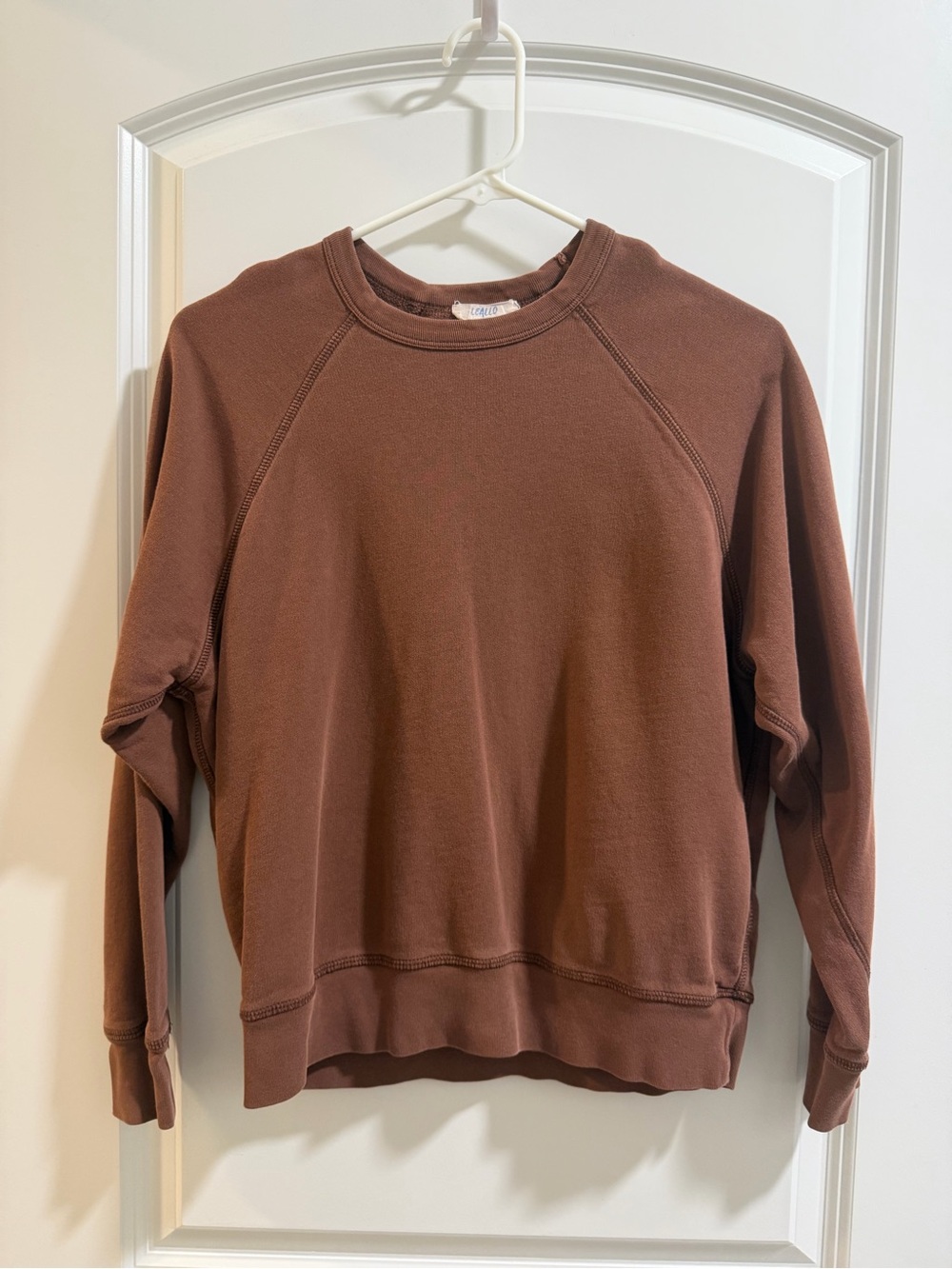 Leallo Brown 100% Cotton French Terry Crewneck Sweatshirt XS